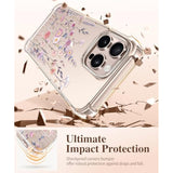 iPhone 16 Pro Case with Screen & Camera Protector, Floral Slim Shockproof 6.3''