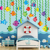 20 Pcs Tropical Fish Garland Kit Under The Sea Party Decorations Ocean Animals Banner Mermaid Streamers Strings Hanging Swirls For Kids Home Classroom Baby Shower Birthday Party Supply Favor