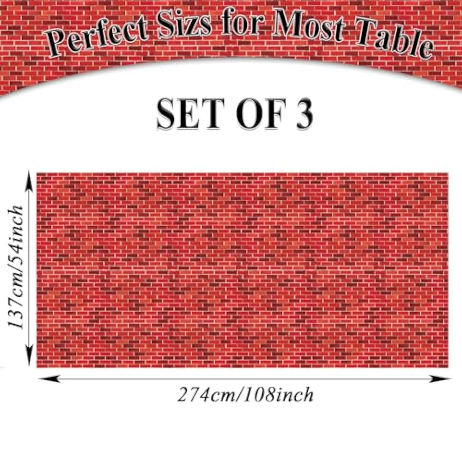3 Pieces Red Brick Tablecloth Plastic Brick Wrapping Paper Stone Wall Backdrop For Christmas Party Decorations Fireplaces Curtains Door Wallpaper Photography Supplies