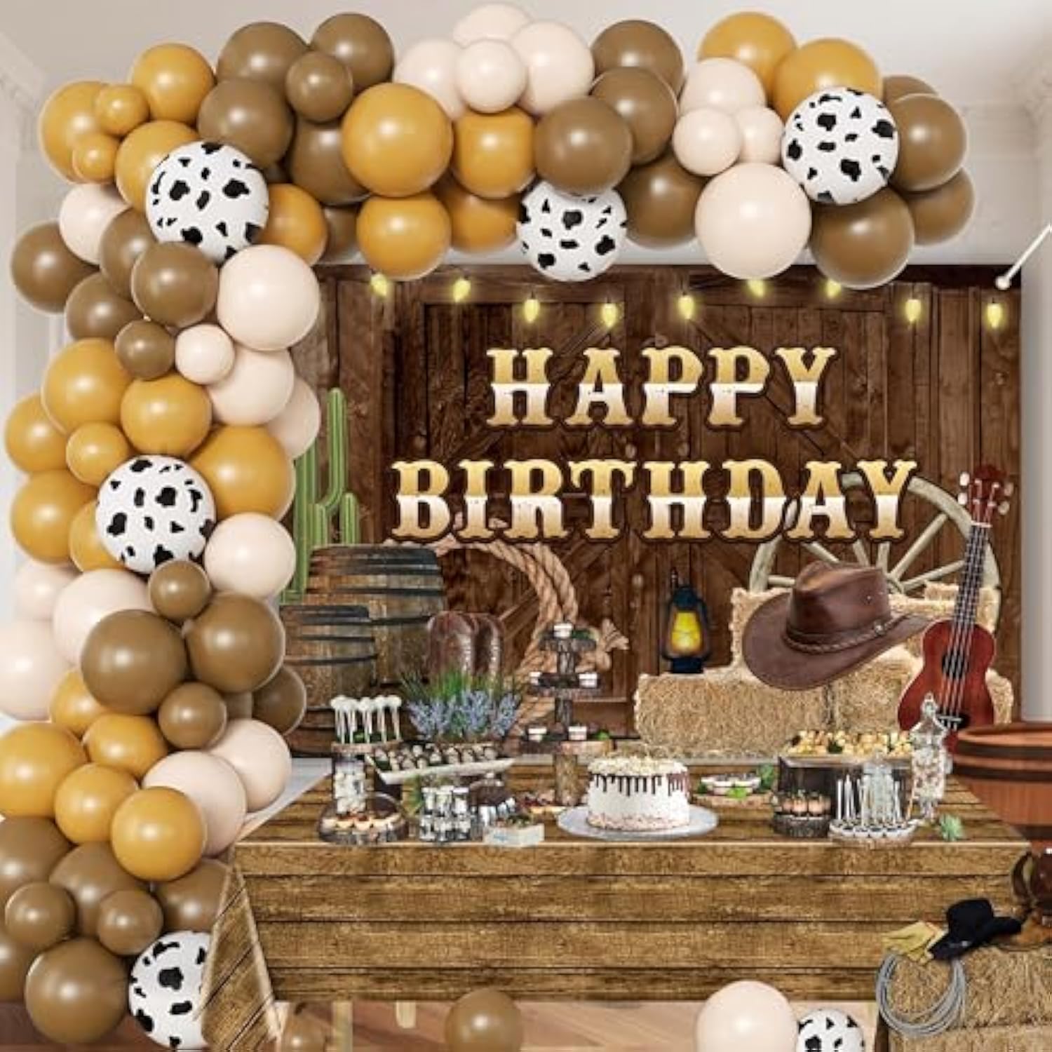 Wild West Cowboy Party Set Balloon Arch Garland Western Backdrop Balloons
