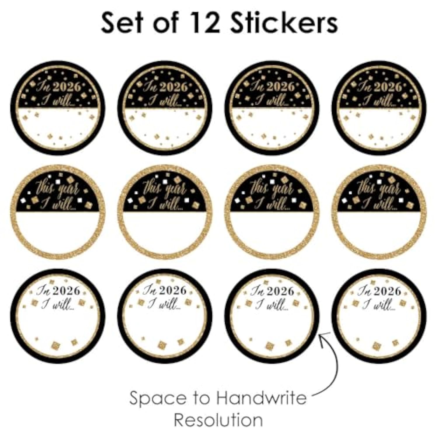Big Dot of Happiness New Year's Eve - Gold - 2026 New Years Eve Party Funny Name Tags - Party Badges Sticker Set of 1