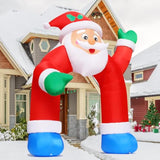 11.8 Ft Christmas Inflatable Santa Claus Arch Outdoor Decorations Shakable Hand Xmas Blow Up With Built-In Leds For Part