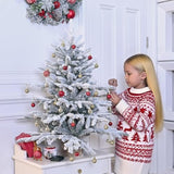 Prelit Flocked Christmas Tree, Artificial Small Christmas Tree With Led Lights, Frosted Led Xmas Tree With Snow (3Ft-Lights)