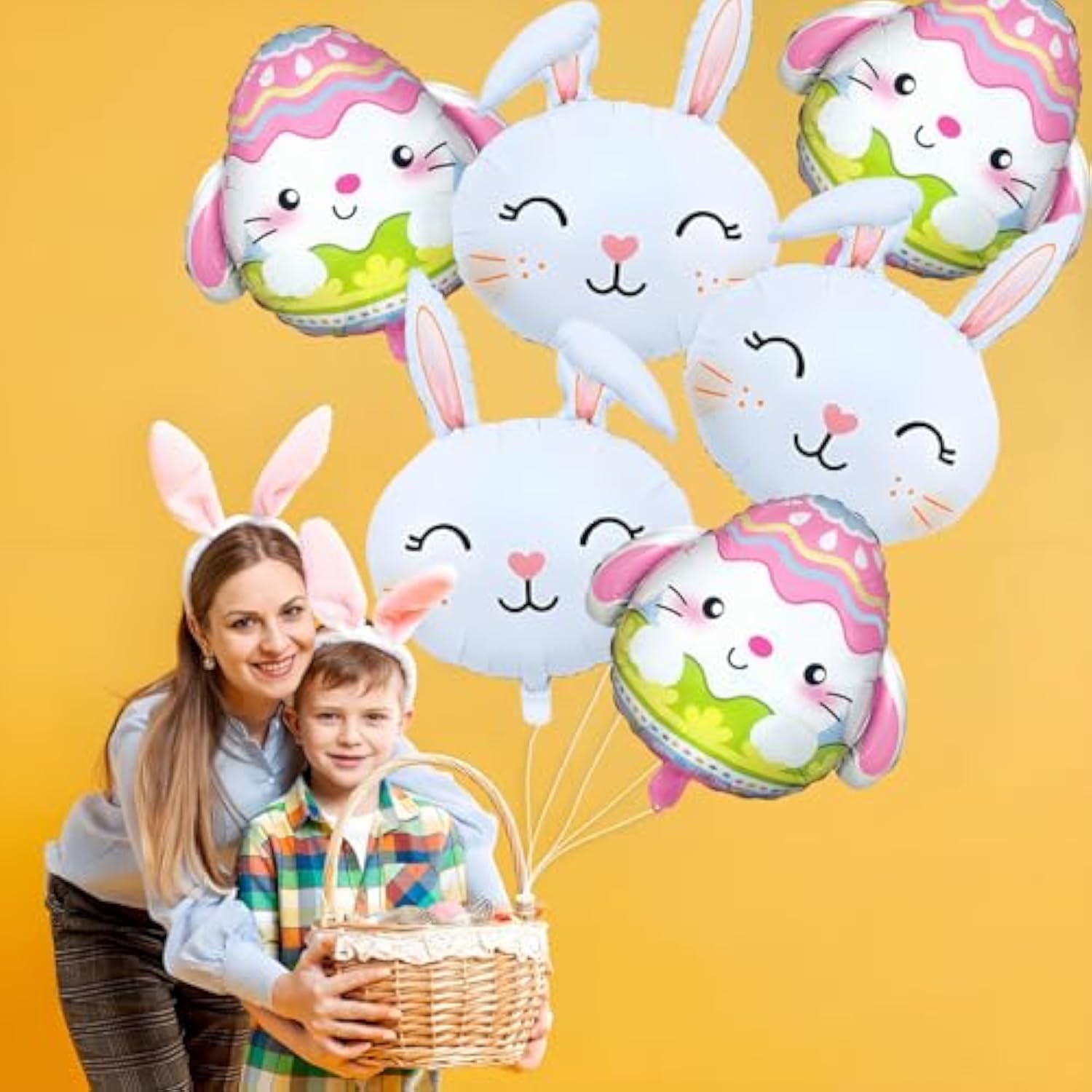 6Pcs Easter Balloons Decoration, Easter Bunny Head Egg Balloon For Spring Party, Bunny Decor, Baby Shower Party Supplies