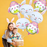 6Pcs Easter Balloons Decoration, Easter Bunny Head Egg Balloon For Spring Party, Bunny Decor, Baby Shower Party Supplies