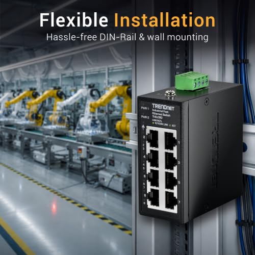 8-Port Industrial Fast Ethernet Din-Rail Mini Switch, Ti-Elc80, 8 X 10/100Mbps Ports, Ip30 Rated Housing, 1Gbps Switching Capacity, Black