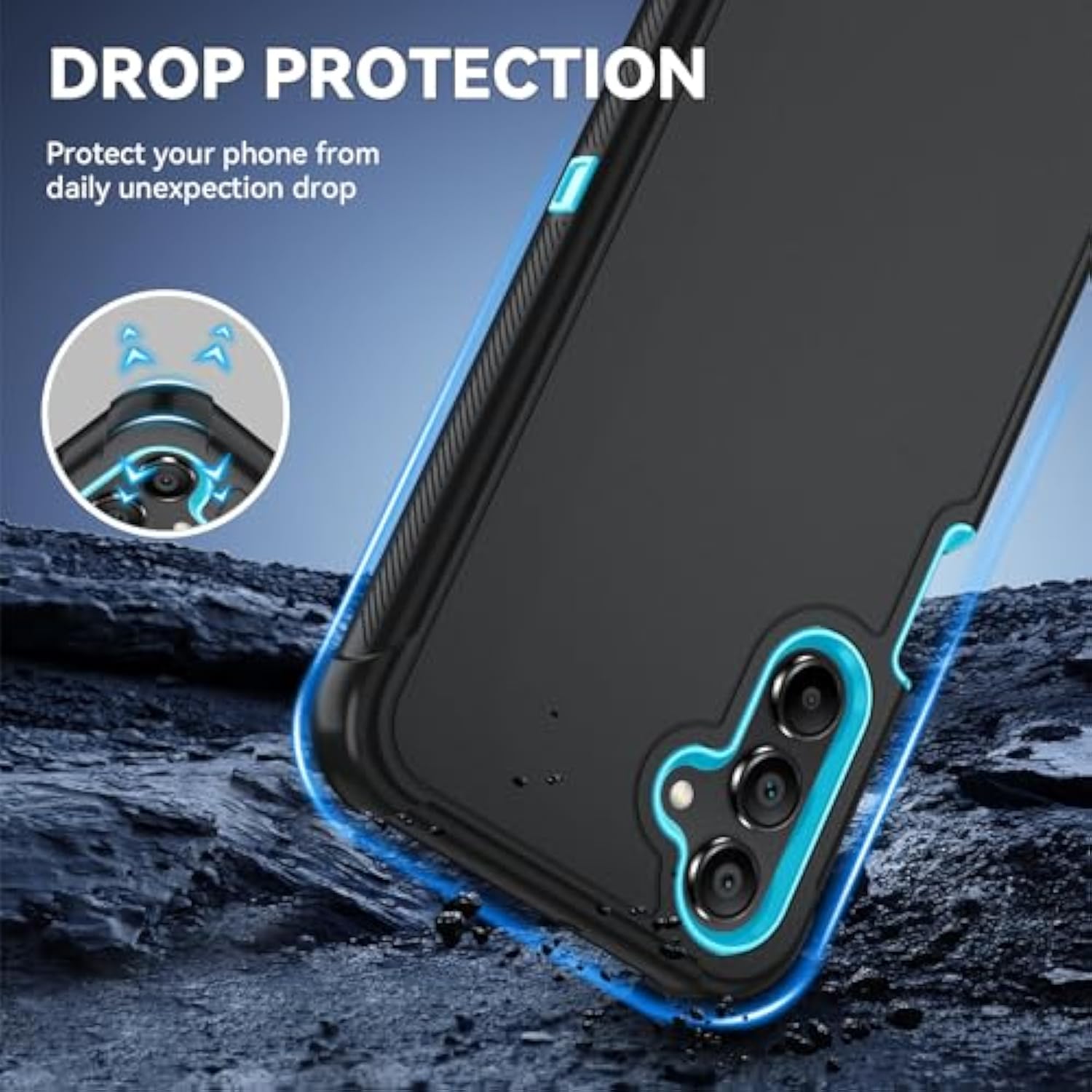 For Galaxy A14 5G Phone Case With Hd Screen Protector Heavy Duty [3 Layer] Hybrid Shock Proof Protective Rugged Bumper Pc And Tpu Cover Case For Samsung Galaxy A14 5G Phone (Black/Glacier)