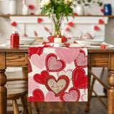 White Pink Love Heart Valentine'S Day Table Runner, Holiday Anniversary Kitchen Dining Table Decoration For Home Party Decor 13X72 Inch