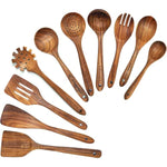 Wooden Spoons For Cooking,10 Pcs Natural Teak Wooden Kitchen Utensils Set Wooden Utensils For Cooking Wooden Cooking Utensils Wooden Spatulas For Cooking