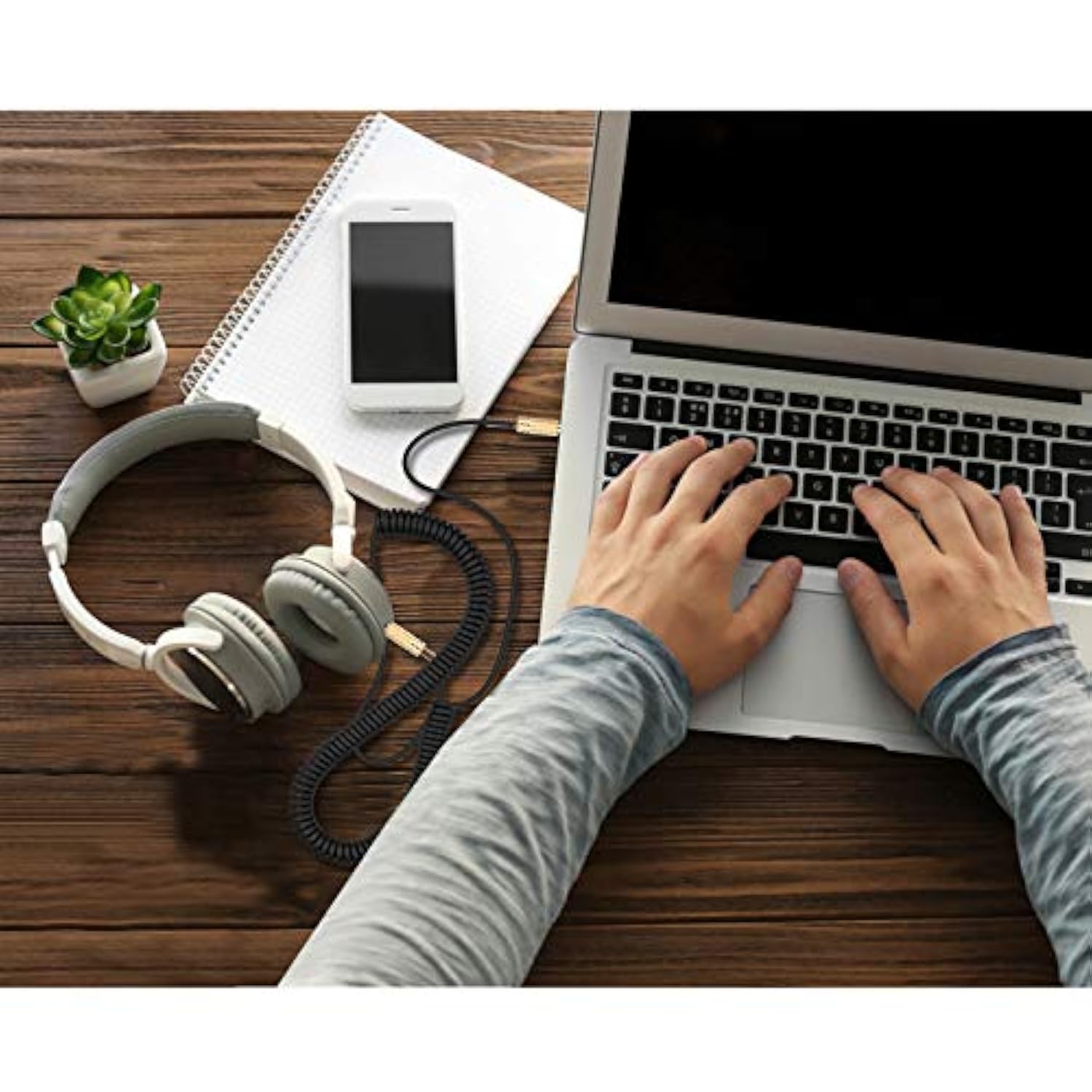 Aux Cord Coiled Headphone Cable Replacement For Car, Stereo, Alexa Dot, Speaker - 3.5Mm Trs Male To Male Audio Cable 2Ft To 8Ft Long