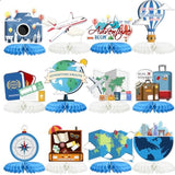 12Pcs Travel Themed Party Decorations Travel Honeycomb Centerpieces Bon Voyage Party Decor Adventure Awaits Table Toppers For Baby Shower Retirement Birthday Party