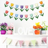 Tulip Banner Spring Party Decorations Spring Floral Bunting Garland Tulips Birthday Decorations Spring Summer Home Farmhouse Decor Photo Backdrop