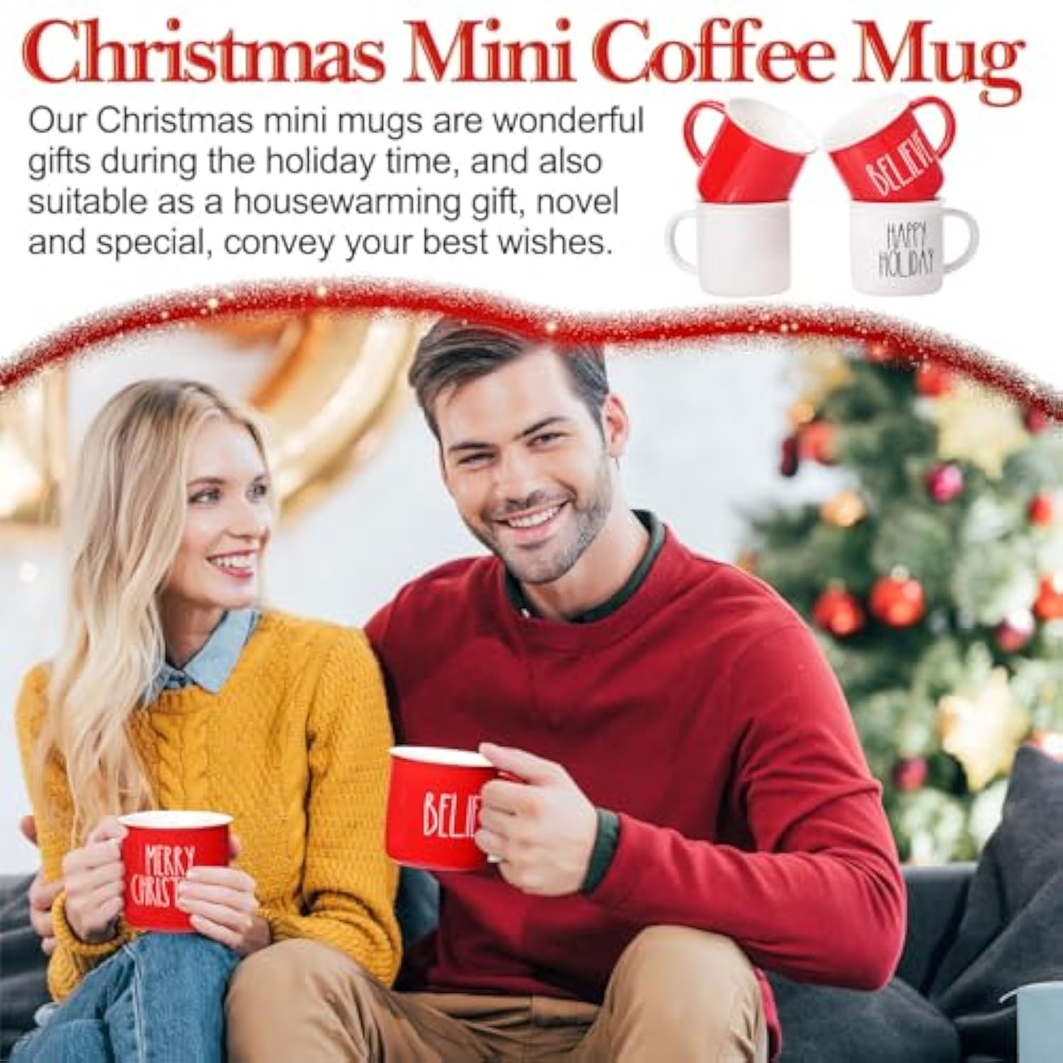 10 Pieces Christmas Coffee Mugs,Ceramic Winter Holiday Merry Christmas Hot Cocoa Mugs And Cups For Xmas Party Table Centerpieces Housewarming Gifts