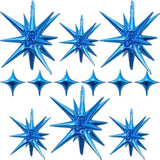 12-Pack Blue Foil Star Balloons 22-27 Inch for Space Theme Party Decor