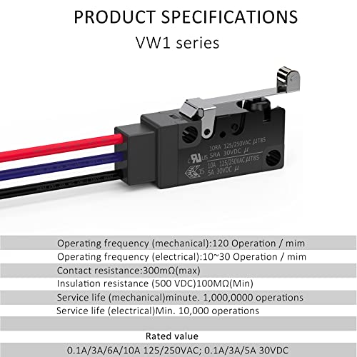 Hinge Roller Lever Waterproof Momentary Push Button Micro Limit Switch With Line 1No 1Nc Spdt Snap Action Mini Switches 3 Pins 1 Pc For Arduino, Appliance And Electronic Equipment