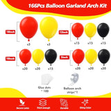 166Pcs Red Yellow Black Balloon Garland Arch Kit - Mouse Party Decorations With 18 12 10 5 Different Sizes Latex Party Balloons For Birthday Baby Shower Cartoon Game Theme Backdrop Decorations