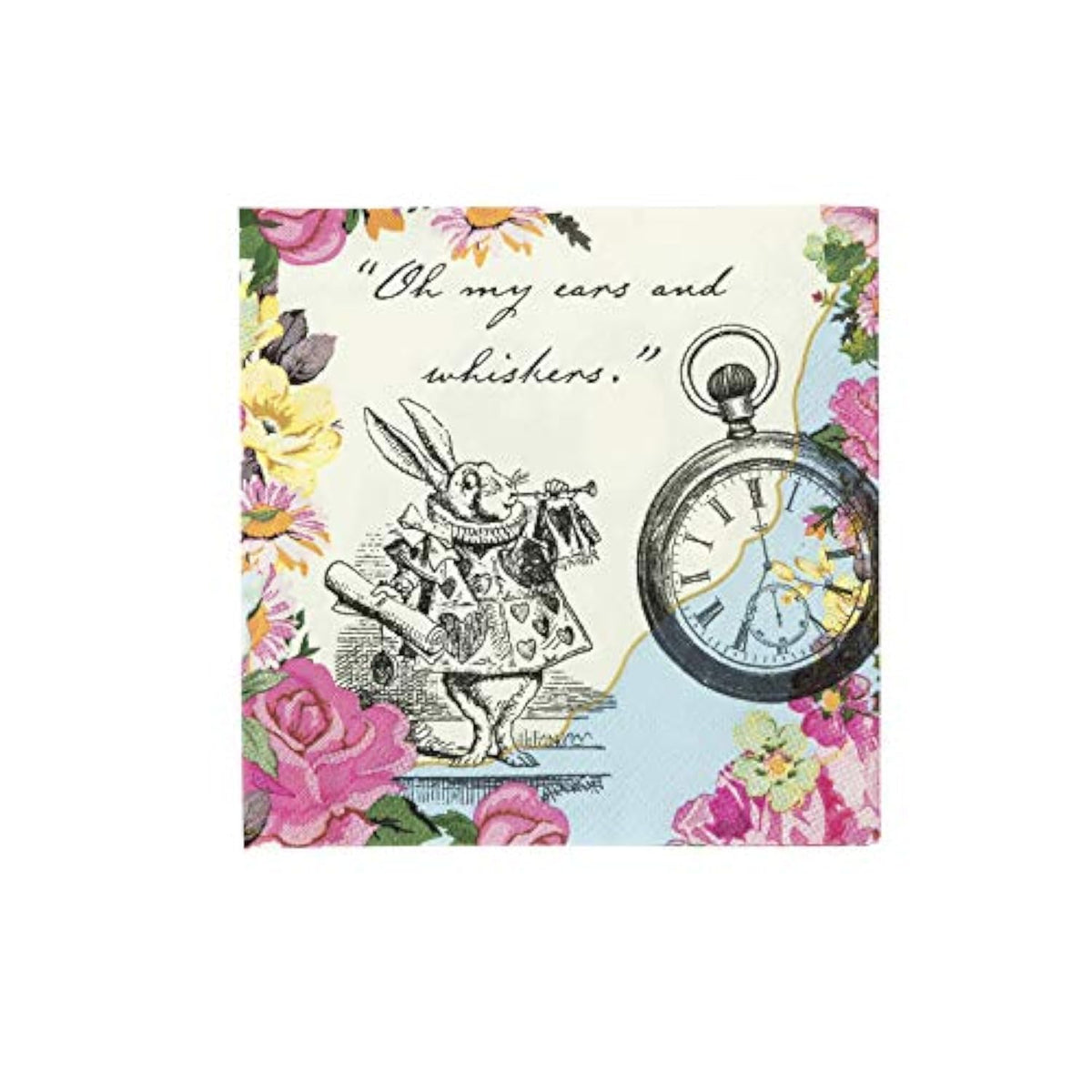 20 X Alice In Wonderland Disposable Napkins Mad Hatter Afternoon Tea Party Serviettes For Table Decorations Onederland Birthday, Mother’S Day Baby Shower, Decoupage