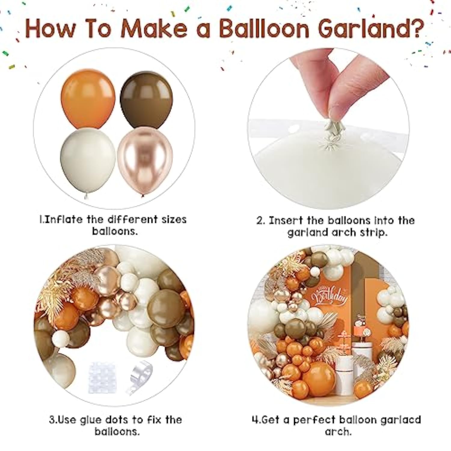 97pcs Orange Balloon Arch Kit White Gold Beige Brown Garland for Fall Party Decorations