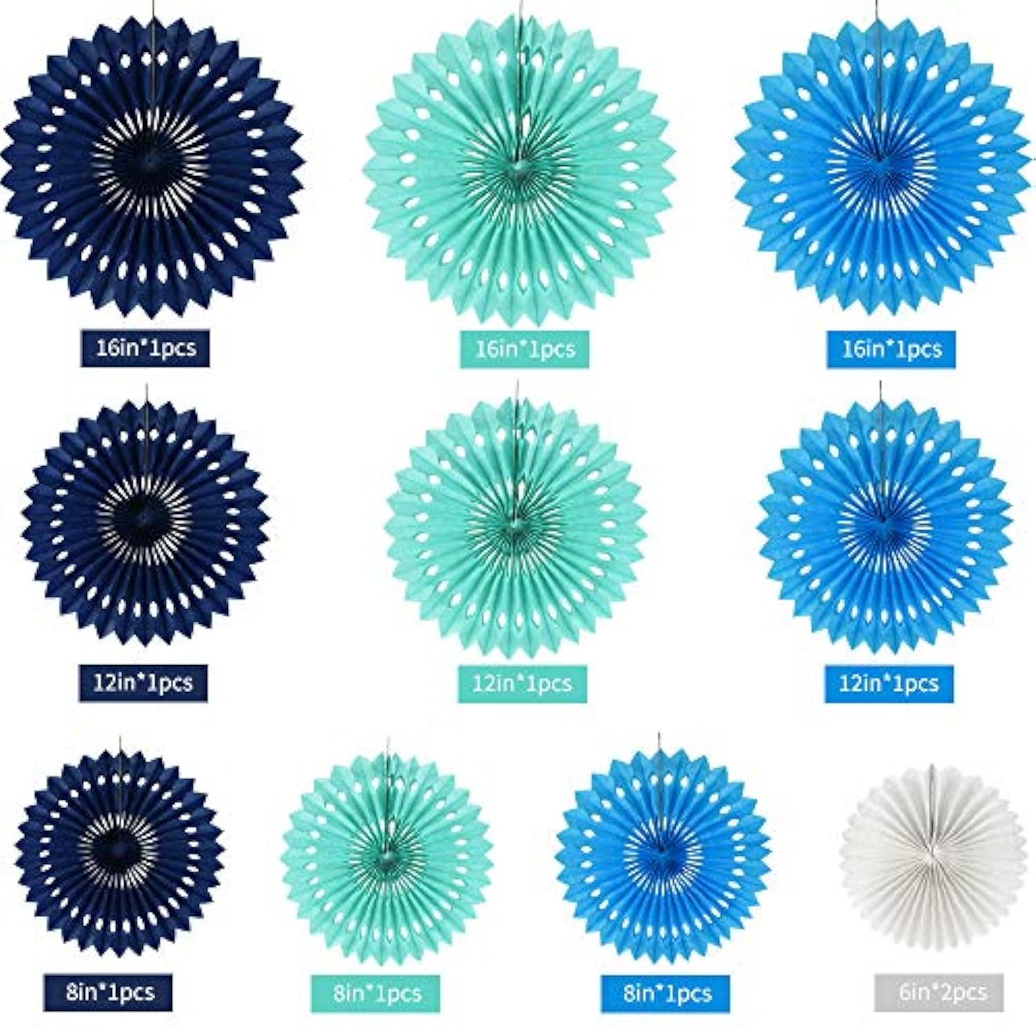 Blue White Hanging Honeycomb Round Paper Fans Decoration Kit For Baby Boy Shower 1St Birthday Navy Ocean Wedding Under The Sea Theme Photo Booth Backdrops Paper Party Supplies?11Packs?