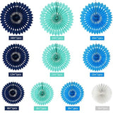 Blue White Hanging Honeycomb Round Paper Fans Decoration Kit For Baby Boy Shower 1St Birthday Navy Ocean Wedding Under The Sea Theme Photo Booth Backdrops Paper Party Supplies?11Packs?