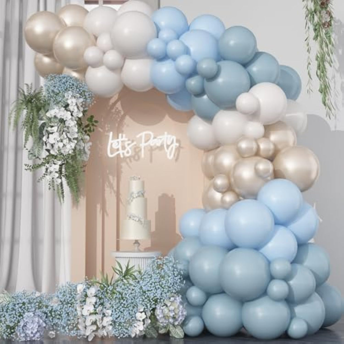 Dusty Blue Balloon Garland Arch Kit: Baby Shower Wedding Decor