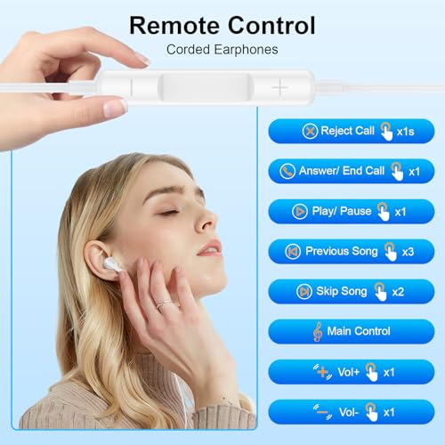 USB C iPhone 17 16 15 Headphones Wired for iPhone 17e 17 Pro Max 17Pro Air 16e 16 Pro Max 16Pro 16Plus 15 Plus, USBC in Ear Earbud Headphones Wired