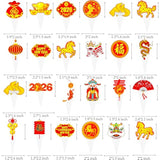 48pc Happy Chinese New Year Cupcake Toppers Year of the Horse Lunar Party