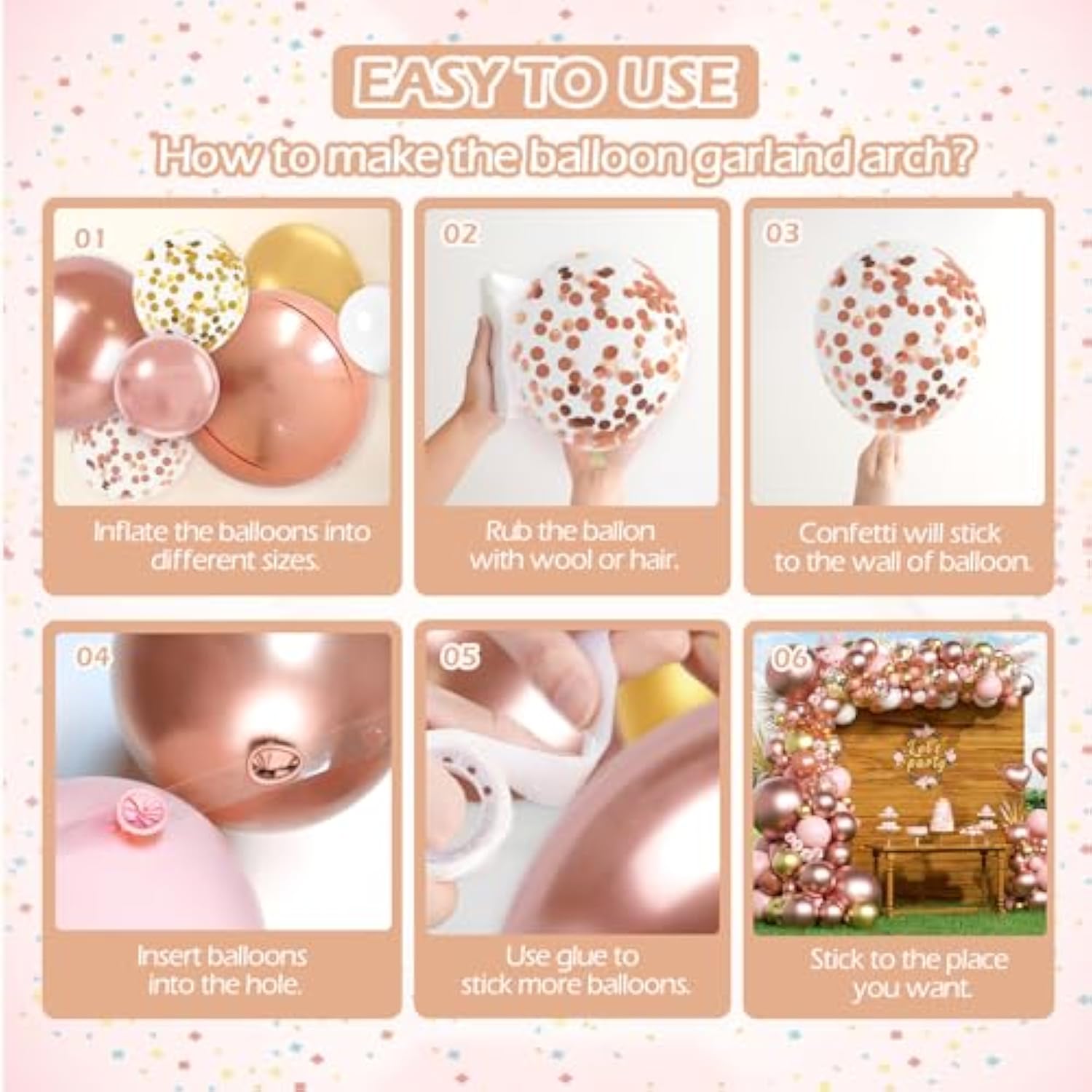 154Pcs Rose Gold Balloon Arch Garland Kit, Metallic Rose Gold And Pink Gold White Balloons For Birthday Baby Shower Bachelorette Wedding Bridal Shower Decorations