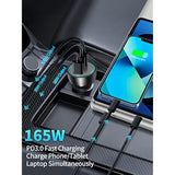 165W Usb C Car Charger, Pd3.1 140W / Pd3.0 100W Type C Car Charger, Usbc Super Fast Charging, Cigarette Lighter Adapter For Macbook Pro, Laptops, Iphone 16/15/14, Samsung S25/S24 Ultra, Ipad
