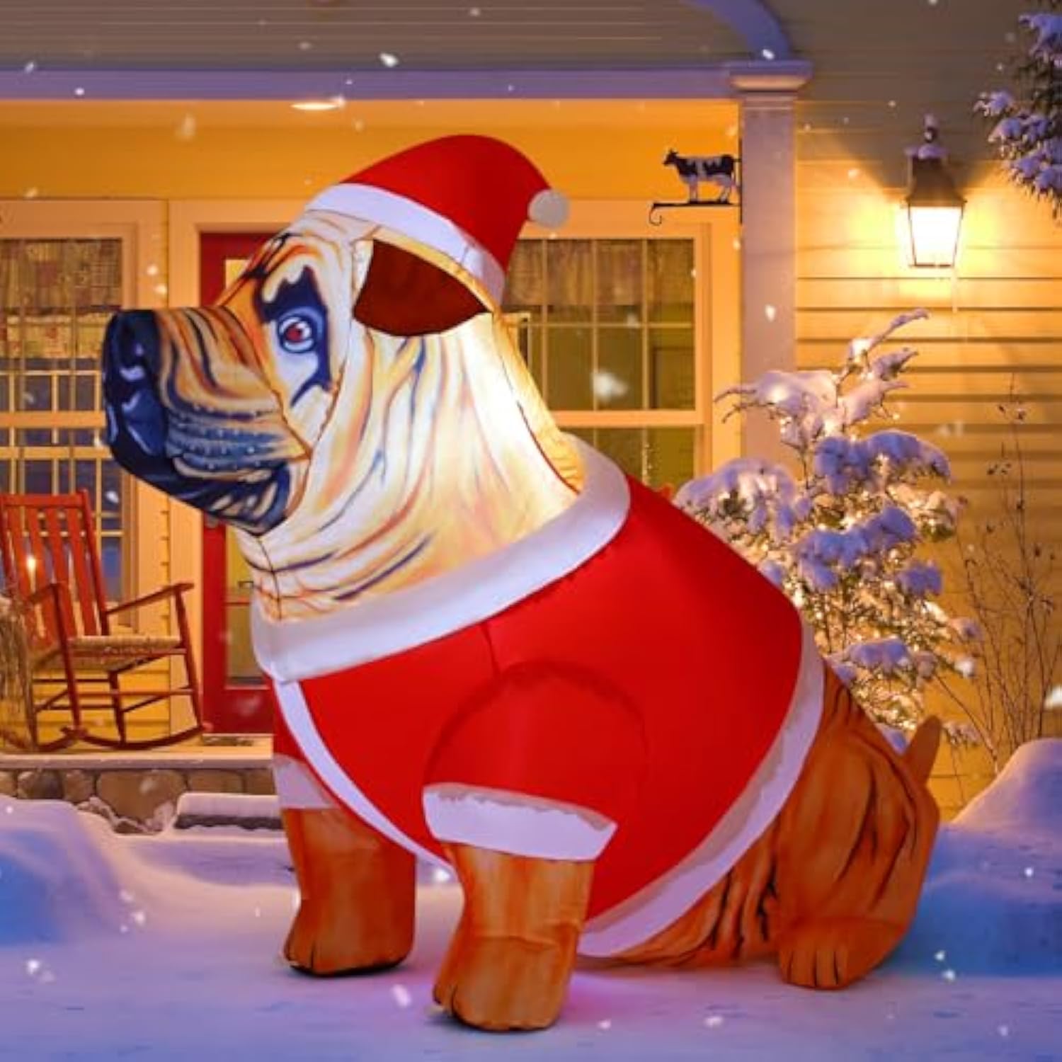 4 Ft Tall Christmas Inflatables Dog Outdoor Decorations Christmas Blow Up Bulldog Inflatable With Built-In Led Lights Ya