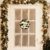 Happy New Year 2026 Front Door Sign, Black Gold Wooden Porch Wall Decor