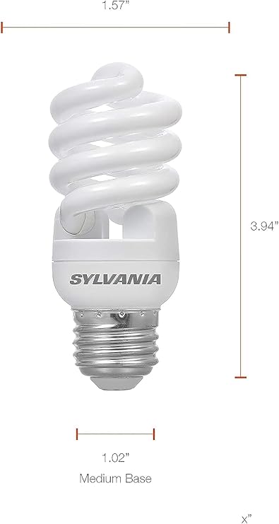 13W T2 Twist CFL Light Bulbs 60W Equivalent E26 Medium Base 2700K Soft White 850 Lumens 4 Pack