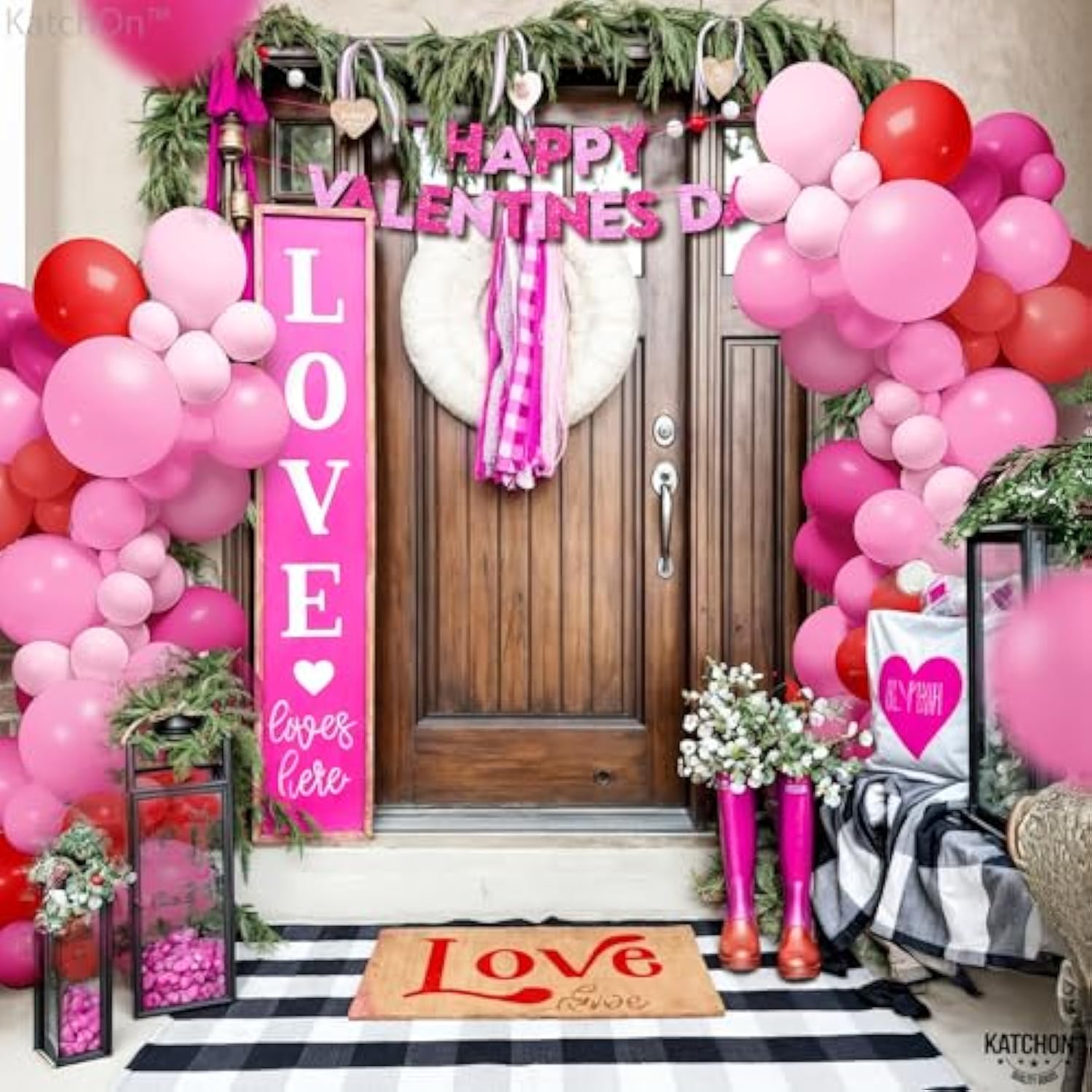 Pink And Red Balloon Arch Kit - Huge 18 Inch, Pack Of 186 | Red And Pink Balloon Arch Kit For Valentines Day, Birthday, Bachelorette, Anniversary Decorations | Valentines Day Decorations