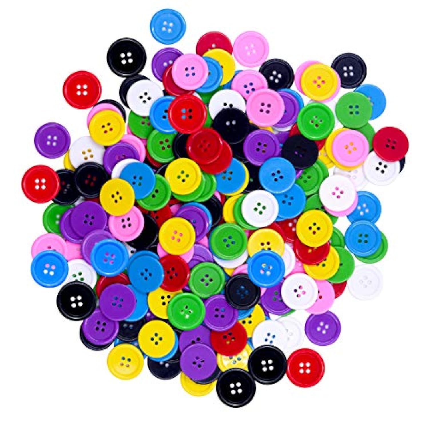 240 Pcs In 8 Colors Round Multicolored 4 Holes Resin Buttons 25Mm For