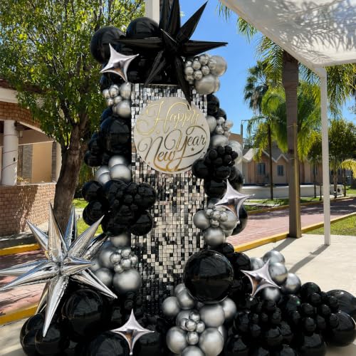 Black Silver Balloon Arch Kit for Birthday Party Decorations