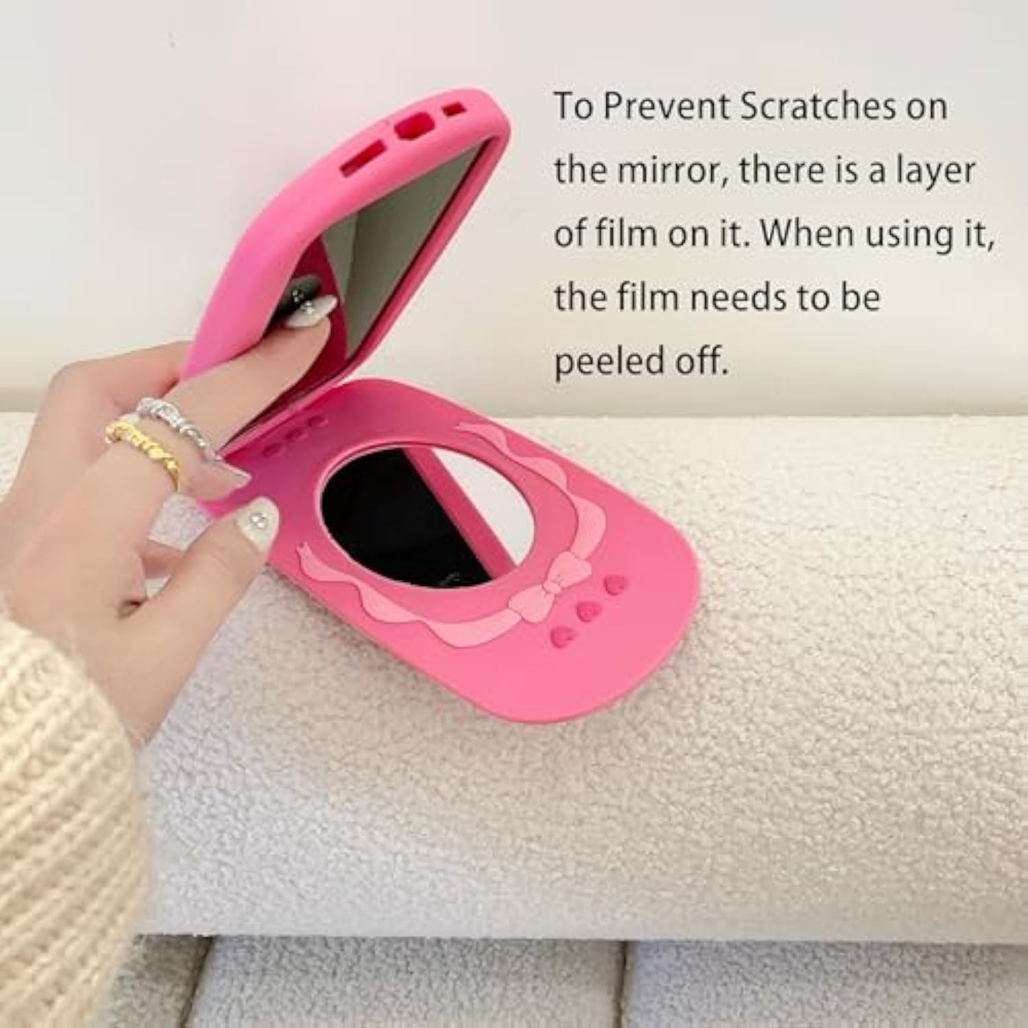 3D Retro Flip Phone Case,Cartoon Cute Kawaii Character Funny Retro Phone Mirror Kids Teens Girls Women Shockproof Soft Silicone Case For Iphone 13/Iphone 14/Iphone 15 6.1 Inch