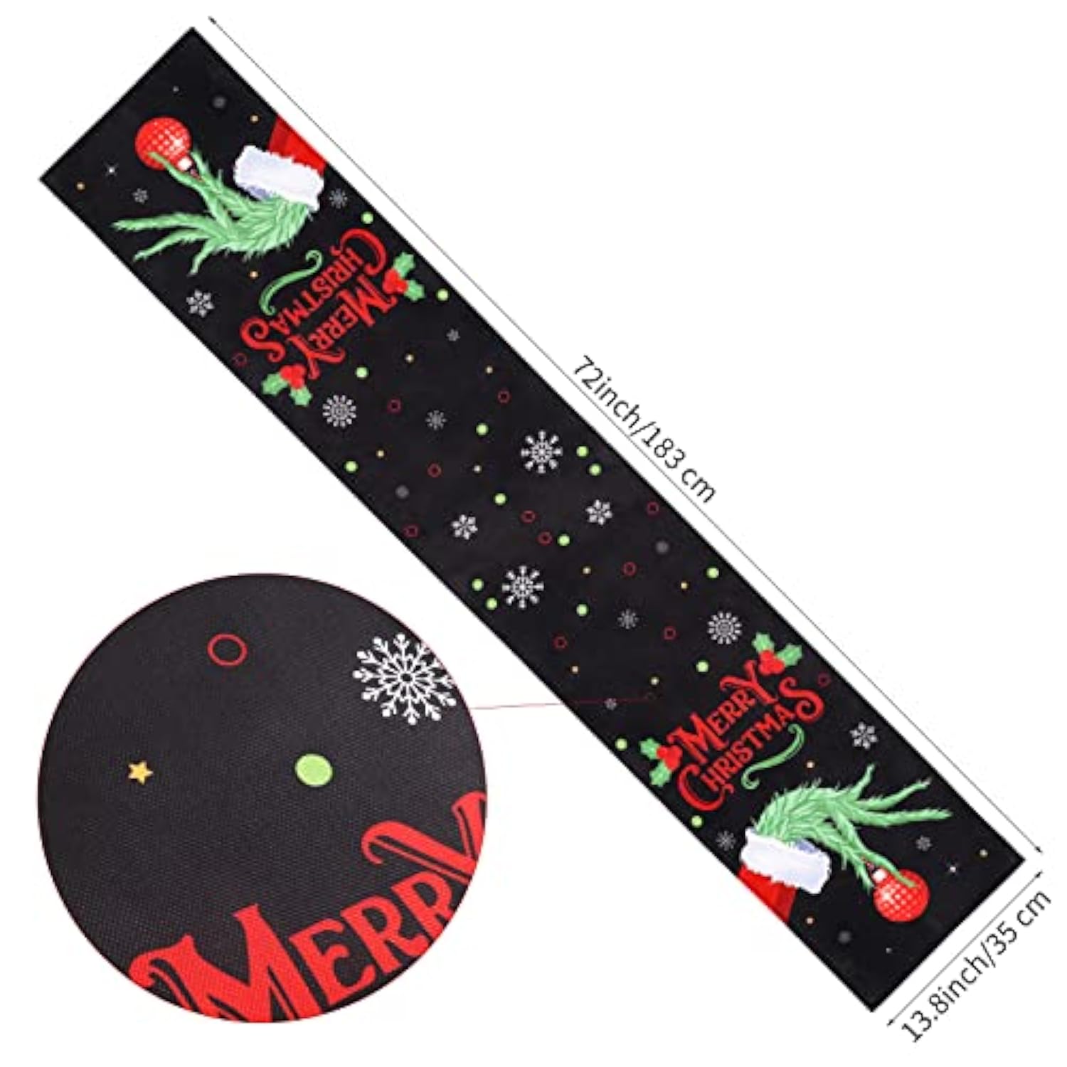 Christmas Table Runner Black 14 X 72 Inch Rustic Holiday Farmhouse Merry Christmas Theme Elf Table Cloth For Xmas Party Dining Table Decorations