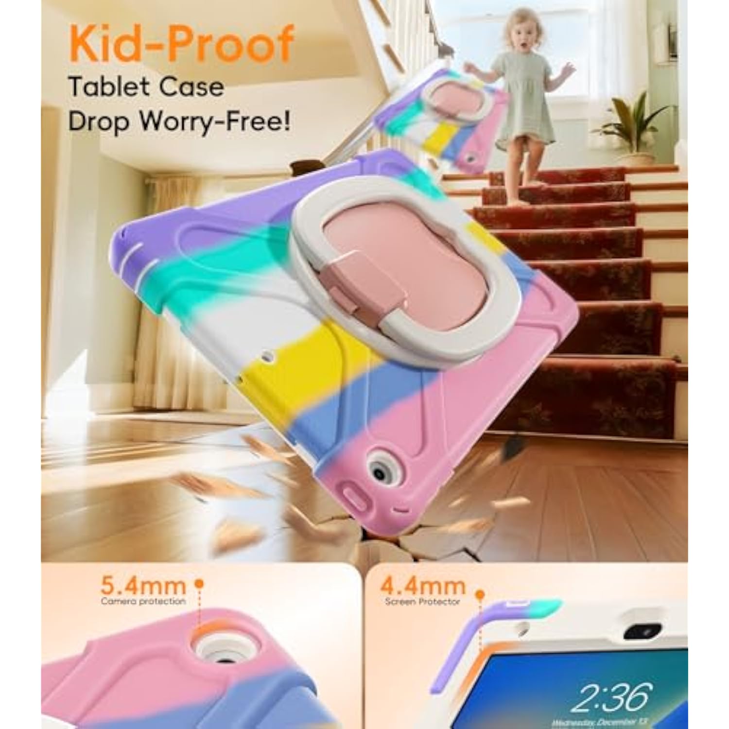 Rotating Stand Pencil Holder Carrying Shoulder Strap Case For Ipad 9Th 8Th 7Th Generation