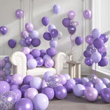 72Pc Purple Balloon Set – Lavender, Pearl & Confetti Balloons for Parties