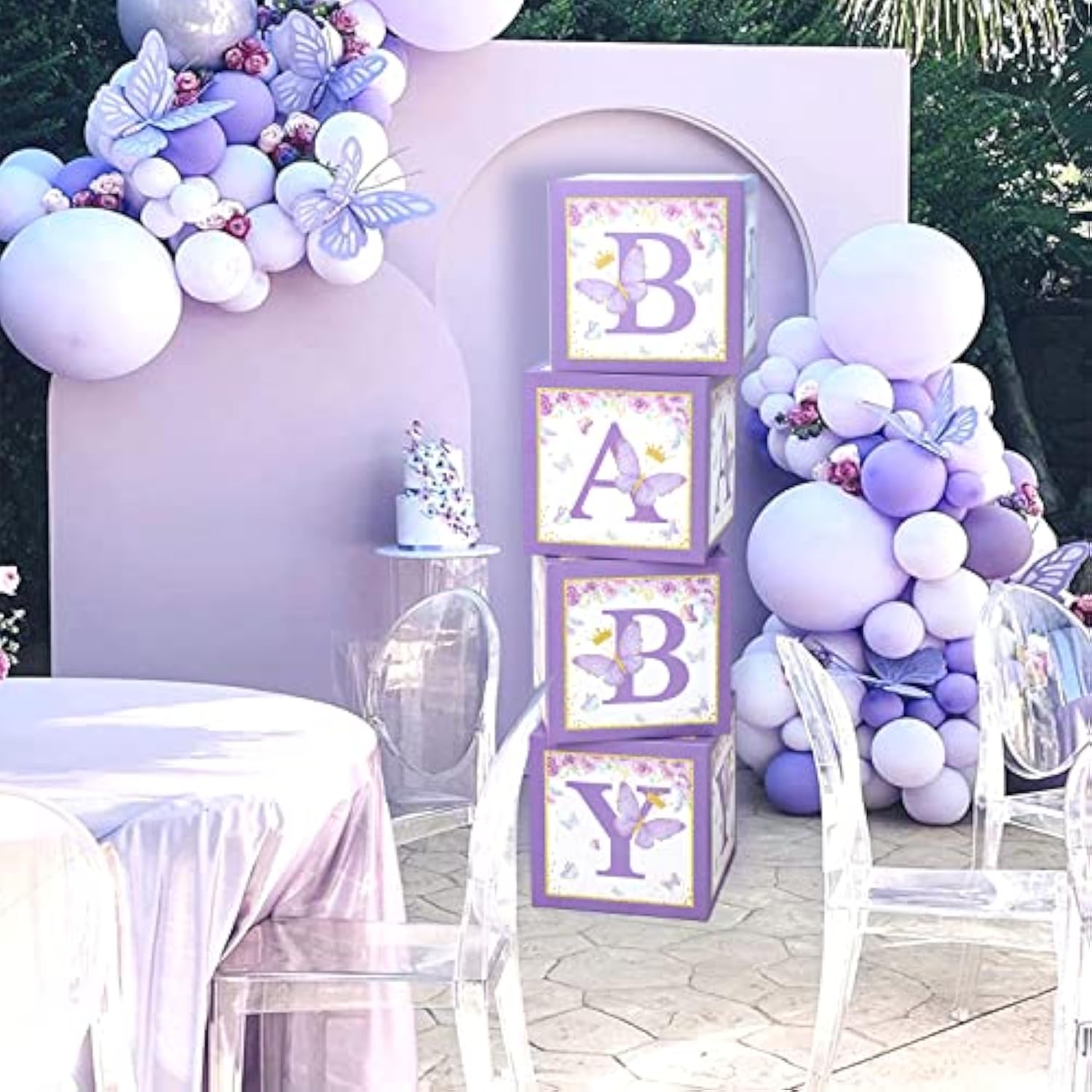 Purple Butterfly Baby Shower Boxes: First Birthday Centerpieces