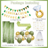 Camp Bachelorette Party Decorations, Green Bride To Be Sash Veil Fringe Curtain, Cabin Crew Before I Do Banner Balloons Temporary Tattoos Kit, Camping Themed Bridal Shower Wedding Decorations