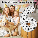 40 Inch Dog Foil Birthday Balloons,Black White Dog Paw And Bone Print Number 6 Balloons For Girls Boys 6Th Birthday Party Decorations (Number 6