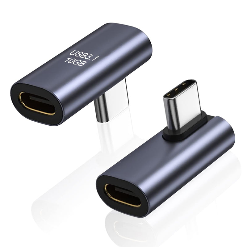 90 Degree Right Angle Usb C Adapter 2 Pack, Type C Male To Female 10Gbps Pd 10