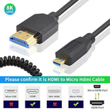 8K Micro Hdmi To Hdmi Coiled Cable, 48Gbps Hdmi To Micro Hdmi 2.1 Version, Ult