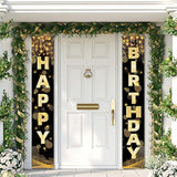 Black & Gold Happy Birthday Banner – 72"x12" Party Sign for All Ages and Genders