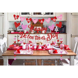 Happy Valentines Day Banner, Red Glittery Valentines Day Party Decorat