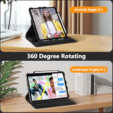 Fintie Rotating Case For (A16) 11Th Generation 11 Inch (2025), 10Th Generation 10.9 Inch (2022) - [Built-In Pencil Holder] 360 Degree Rotating Protective Stand Cover, Black