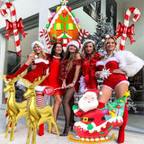 6Pcs Christmas Balloons Set - Large Santa, Reindeer, Candy Cane Foil Balloons For Christmas Party Decor