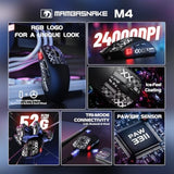 M4 Wireless Gaming Mouse, 52G Lightweight Bt/2.4Ghz/Wired Computer Mouse, Paw3311 24K Dpi Optical Sensor, 200H Battery Life, Griptape, Programmable Mice For Pc/Win/Mac (Black)