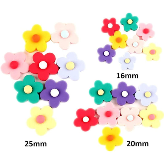 80Pcs Flower Plastic Charms Resin Flatback Cabochons Loose Beads For J